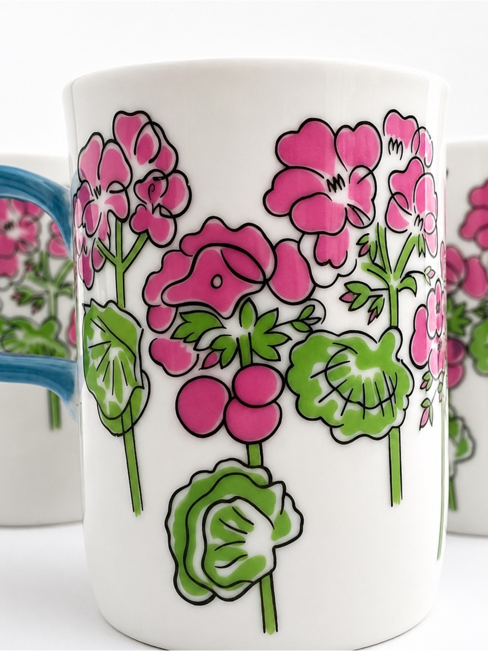 Vintage Set of 3 Gloria Vanderbilt Everlasting Floral Mugs | Taste Setter Japan